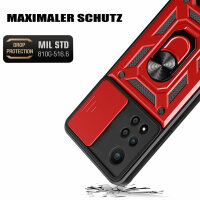 Outdoor Panzer Hülle Xiaomi Redmi Note 11 Pro+ Handyhülle Kameraschutz Ringhalte Rot