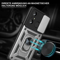 Outdoor Panzer Hülle Xiaomi Redmi 12C Handyhülle mit Kameraschutz Ringhalter Silber