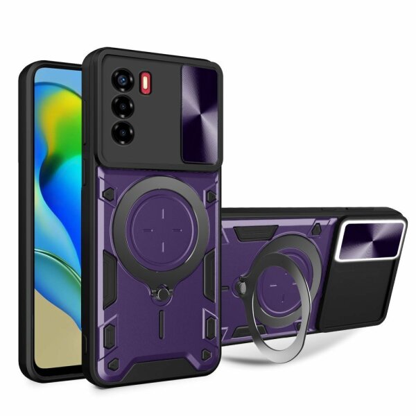 Outdoor Panzer Hülle für ZTE Handyhülle mit Slide Kameraschutz Ringhalter Bumper Blade V30 Vita Lila