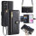 Handykette Samsung Hülle mit Band Handyhülle Kartenfächer PU Leder Umhängetasche Galaxy A35 Schwarz
