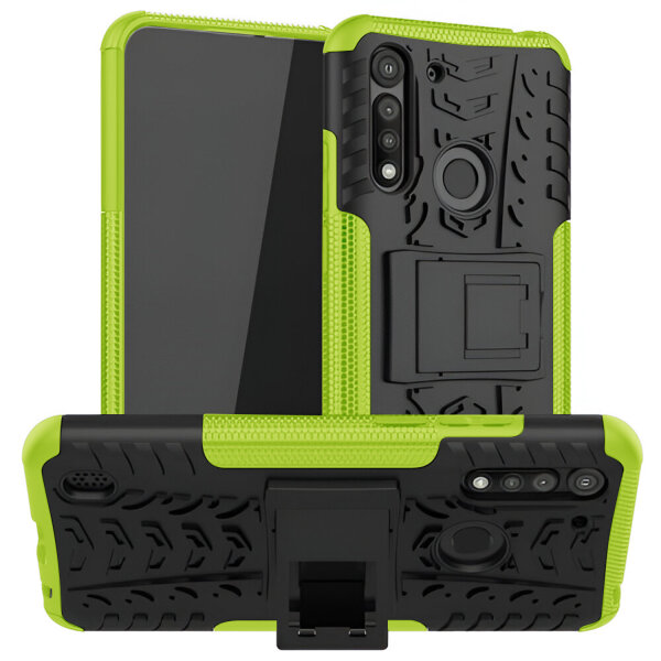 Handy Tasche Lenovo Motorola Panzer Hülle Hybrid Case Cover Schutzhülle Bumper Motorola Moto G8 Power Lite Grün