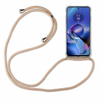 Handykette für Motorola Moto G54 Handyhülle mit Band Hülle mit Schnur Back Cover Beige / Braun