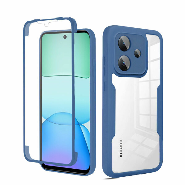 360 Grad Handyhülle für Xiaomi Redmi 13 /Poco M6 Schutz Hülle mit Displayschutz  Blau
