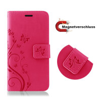 Huawei Hülle Handy Tasche Handyhülle Wallet Case Schutzhülle Blumen Mappe Etui  Huawei P-Smart 2021 Pink
