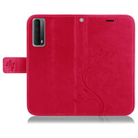 Huawei Hülle Handy Tasche Handyhülle Wallet Case Schutzhülle Blumen Mappe Etui  Huawei P-Smart 2021 Pink