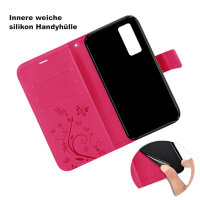 Huawei Hülle Handy Tasche Handyhülle Wallet Case Schutzhülle Blumen Mappe Etui  Huawei P-Smart 2021 Pink