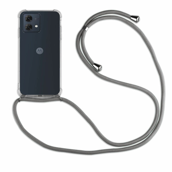 Handykette für Motorola Moto G84 Handyhülle mit Band Hülle mit Schnur Back Cover Grau