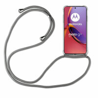 Handykette für Motorola Moto G84 Handyhülle mit Band Hülle mit Schnur Back Cover Grau