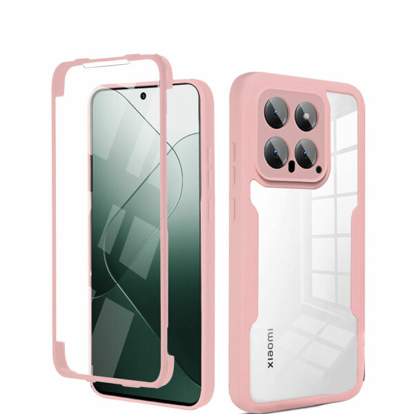 360° Grad Hülle für Xiaomi 14 Handyhülle vollschutz Integriertem Displayschutz Rosa
