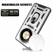 Outdoor Panzer Hülle Honor Magic 6 Lite Handyhülle Slide Kameraschutz Ringhalter Silber