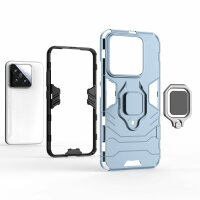 Hülle Xiaomi 14 Handyhülle Stoßfest 360° Drehbarer Ring Ständer TPU Back Cover Türkis