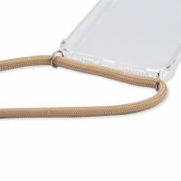 Handy Hülle mit Band Schutzhülle Handykette Seil Silikon Handy Tasche mit Schnur Samsung Galaxy A12 SM-A125F Beige / Braun