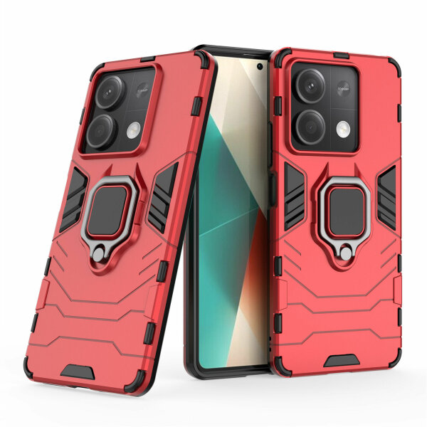 Hülle Xiaomi Redmi Note 13 5G Handyhülle Drehbar Ringhalter Magnet Bumper Case Rot
