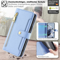Handykette Xiaomi Hülle mit Band Handyhülle Kartenfächer PU Leder Umhängetasche 12T / 12T Pro Hellblau