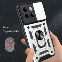 Outdoor Panzer Hülle Xiaomi 14 Pro Handyhülle Kameraschutz Ringhalter Backcover Silber