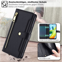 Handykette Xiaomi Hülle mit Band Handyhülle Kartenfächer PU Leder Umhängetasche Redmi A1 / A2 Schwarz