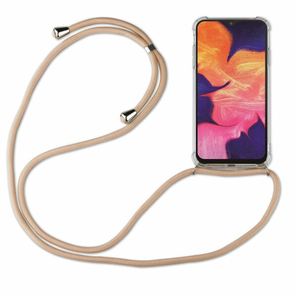 Handy Hülle mit Band Schutzhülle Handykette Seil Silikon Handy Tasche mit Schnur Samsung Galaxy S7 SM-G930 Beige / Braun