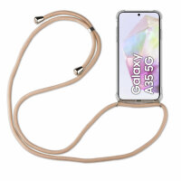 Handykette für Samsung Galaxy A35 Handyhülle mit Band Case Hülle mit Kordel Hand Beige / Braun