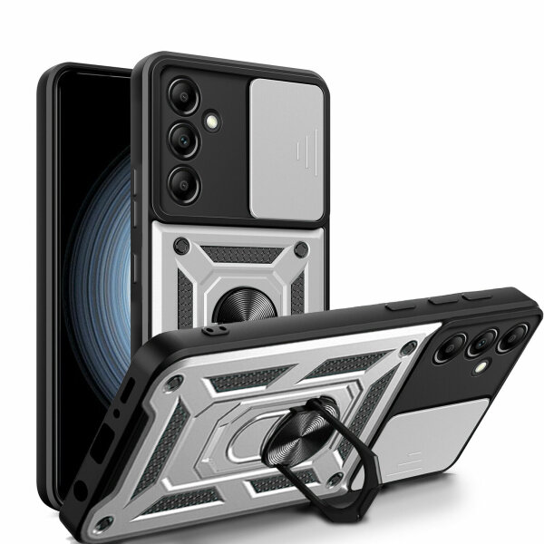 Handyhülle für Samsung Galaxy A25 – Ring Panzer Case Silber