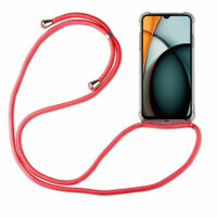 Handykette für Xiaomi Redmi A3 Handyhülle mit Band Case Hülle mit Kordel Bumper Rot