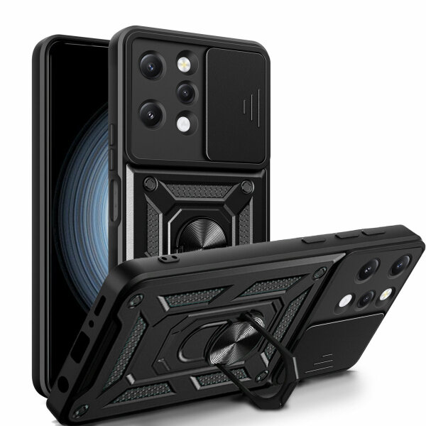 Outdoor Panzer Hülle Xiaomi Redmi 12 Handyhülle mit Kameraschutz Ringhalter Case Schwarz