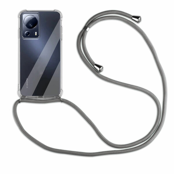 Handykette für Xiaomi 13 Lite Handyhülle mit Band Hülle mit Kordel Handy Tasche Grau