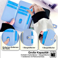 Handykette Samsung Hülle mit Band Handyhülle Kartenfächer PU Leder Umhängetasche Galaxy A34 Hellblau