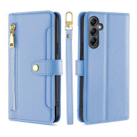 Handykette Samsung Hülle mit Band Handyhülle Kartenfächer PU Leder Umhängetasche Galaxy A34 Hellblau