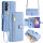 Handykette Samsung Hülle mit Band Handyhülle Kartenfächer PU Leder Umhängetasche Galaxy A34 Hellblau