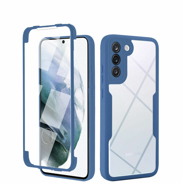 360°Grad Hülle für Samsung Galaxy S21+ Handyhülle mit Integriertem Displayschutz Blau