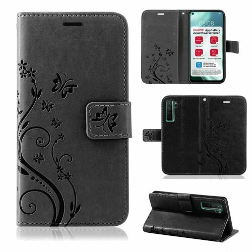 Huawei Handy Tasche Handyhülle Schutz Hülle Blumen Flip Cover Buch Case Etui Huawei P40 Lite 5G Rosegold
