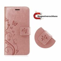 Huawei Handy Tasche Handyhülle Schutz Hülle Blumen Flip Cover Buch Case Etui Huawei P40 Lite 5G Rosegold