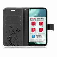 Huawei Handy Tasche Handyhülle Schutz Hülle Blumen Flip Cover Buch Case Etui Huawei P40 Lite 5G Rosegold