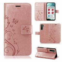 Huawei Handy Tasche Handyhülle Schutz Hülle Blumen Flip Cover Buch Case Etui Huawei P40 Lite 5G Rosegold