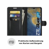 Handyhülle für ZTE Blade A71 – Klapphülle PU-Leder Schwarz