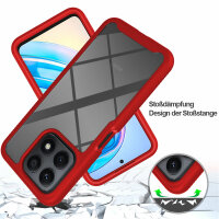 Hülle für Honor X8A, Handyhülle 2-teilig 360° Grad Hülle mit Displayschutz Glas  Rot