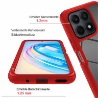 Hülle für Honor X8A, Handyhülle 2-teilig 360° Grad Hülle mit Displayschutz Glas  Rot