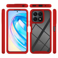 Hülle für Honor X8A, Handyhülle 2-teilig 360° Grad Hülle mit Displayschutz Glas  Rot