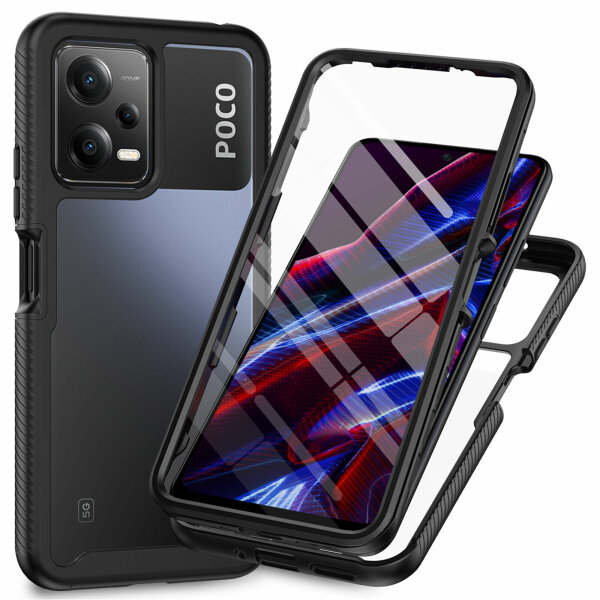 Panzer Hülle Handy Tasche 360 Grad TPU vollschutz mit Integriertem Displayschutz Xiaomi Redmi Note 12 / Poco X5 5G