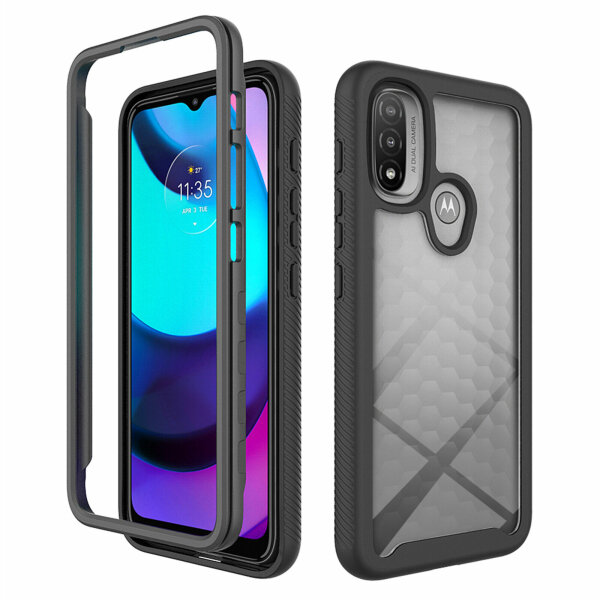 Hülle für Motorola Moto E20 / E30 / E40, Handy Tasche Silikon Case Cover Bumper Schwarz