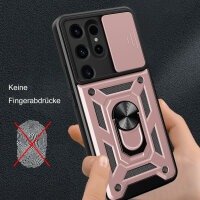 Outdoor Panzer Hülle für Samsung Galaxy S24 Ultra mit Kameraschutz Ringhalter Rosegold