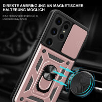 Outdoor Panzer Hülle für Samsung Galaxy S24 Ultra mit Kameraschutz Ringhalter Rosegold