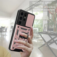 Outdoor Panzer Hülle für Samsung Galaxy S24 Ultra mit Kameraschutz Ringhalter Rosegold