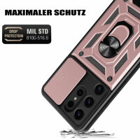 Outdoor Panzer Hülle für Samsung Galaxy S24 Ultra mit Kameraschutz Ringhalter Rosegold