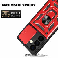 Outdoor Panzer Hülle für Samsung Galaxy S24 mit Kameraschutz Ringhalter Bumper Rot