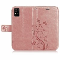 Handyhülle für ZTE Blade A71 – Klapphülle Blume Roségold