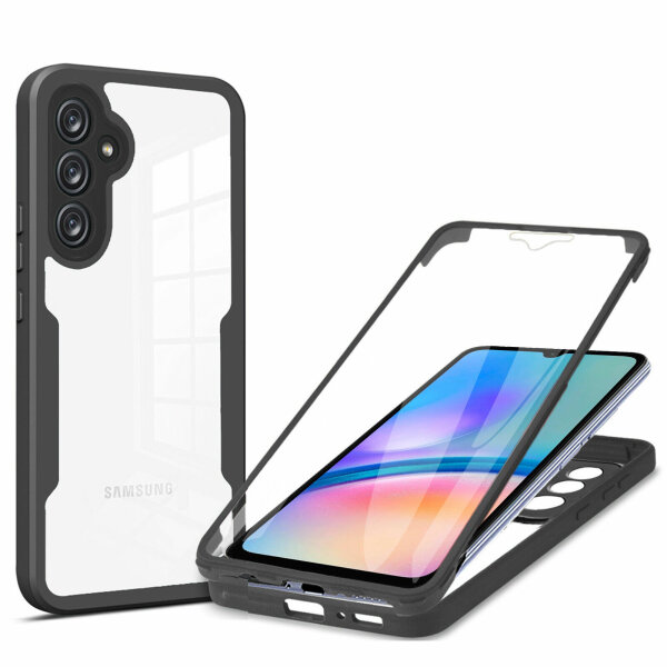 360° Grad Hülle für Samsung Galaxy A05s Handyhülle mit Integriertem Displayschut Schwarz