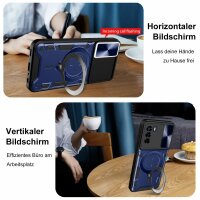Outdoor Panzer Hülle für ZTE Handyhülle mit Slide Kameraschutz Ringhalter Bumper Blade A51 Blau