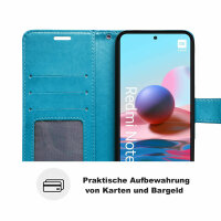 Schutz Hülle Xiaomi Redmi Note 10 Handy Tasche Flip Case Etui Schale TPU Wallet Blau