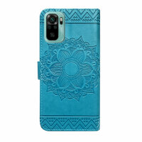 Schutz Hülle Xiaomi Redmi Note 10 Handy Tasche Flip Case Etui Schale TPU Wallet Blau